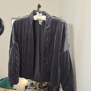 A New Day Stormy Grey Channeled Velvet Open Jacket